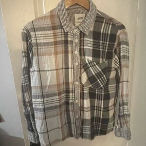 Aerie Women's Plaid Button-Down Shirt - Brown, Black, White